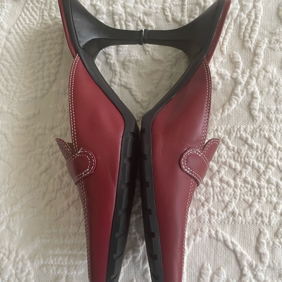 David Aaron Keper Red Leather Mules Heels Shoes Size 7 - Picture 3 of 8